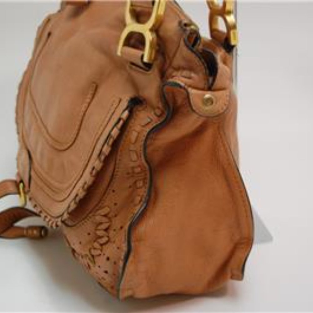 Auth Chloe Marcie Medium Shoulder Bag Leather Bron - Picture 14 of 16